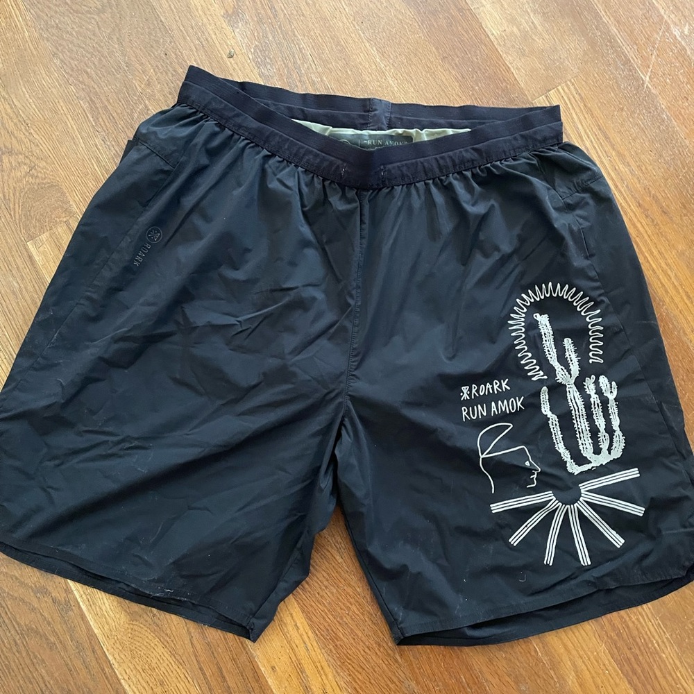 Black Graphic Athletic Shorts